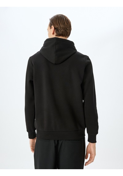 Koton Slogan Baskılı Pamuk Karışımlı Şardonlu Kapşonlu Sweatshirt Siyah 5wam70242mk Siyah