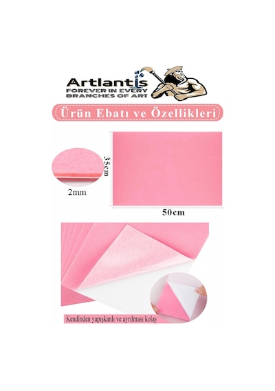 Mor Yapışkanlı Keçe 35x50 Cm 3 Adet 2.0 Mm Kendinden Yapışkanlı Renkli Hobi Keçesi Elişi Keçe Kumaşı Anasınıfı