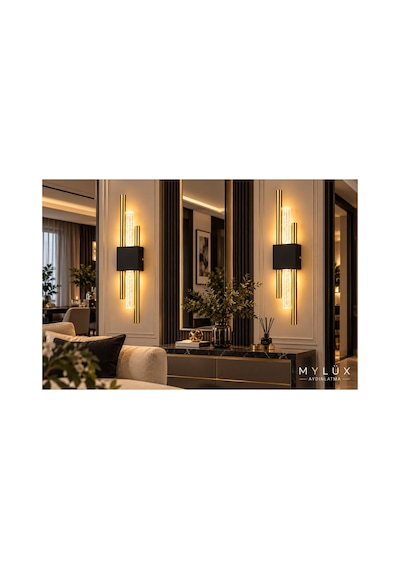 Mylüx Kabarcıklı Kirpi Aplik Siyah Gold 220v Elektrikli Led 50 Cm Modern Dekoratif Duvar Aydınlatma Siyah Siyah