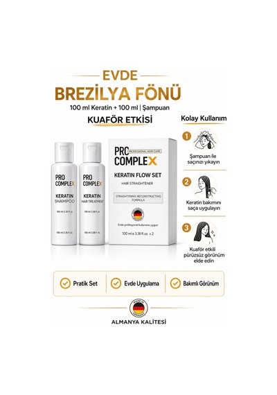 Keratin Set 2 Kullanımlık Evde Keratin Bakım Ve Saç Düzleştirme Seti 2x100 ML