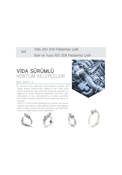 3 Adet W4 Hortum Kelepçesi 16-27 mm Ayarlı 304 Kalite Paslanmaz