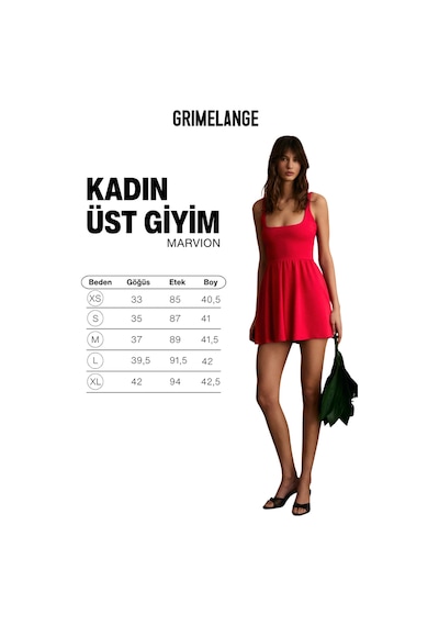 Grımelange Marvıon Kadın Slim Fit Havuz Yaka Kolsuz Kısa Kırmızı Elbise