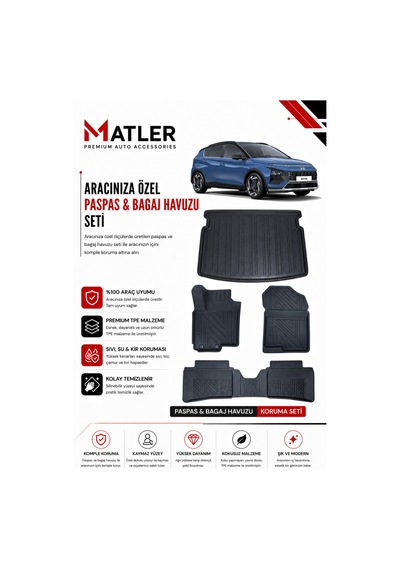 Hyundai Bayon 2022 Model 4d Ekstra Havuzlu Paspas Ve Bagaj Havuzu Set