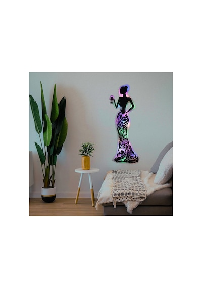 Led Işıklı Kadın Temalı Tablo Bloom Dekoratif Gece Lambası Çok Renkli - 737194800 Çok Renkli