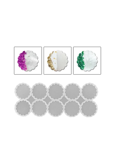 Epoksi Silikon Kalıp Dalgalı Kenar Magnet Kalıbı 6.8 Cm 10 Lu