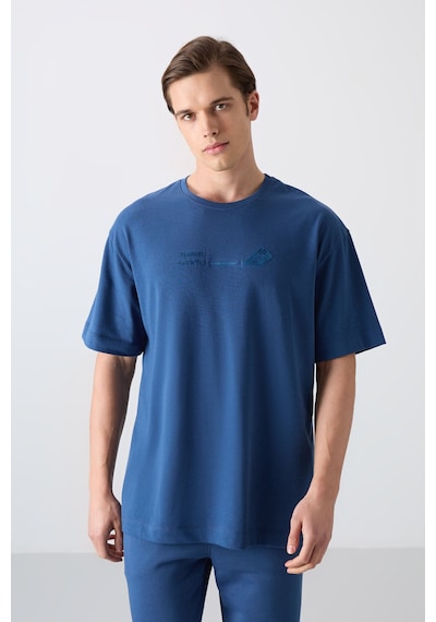 Tommy Life Parlament Pamuklu Kalın Yumuşak Dokulu Oversize Fit Baskılı Erkek T-shirt - 88330 Parlament