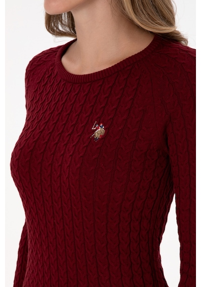 U.S. Polo Assn. Kadın Bordo Bisiklet Yaka Basic Kazak 50307728-VR014