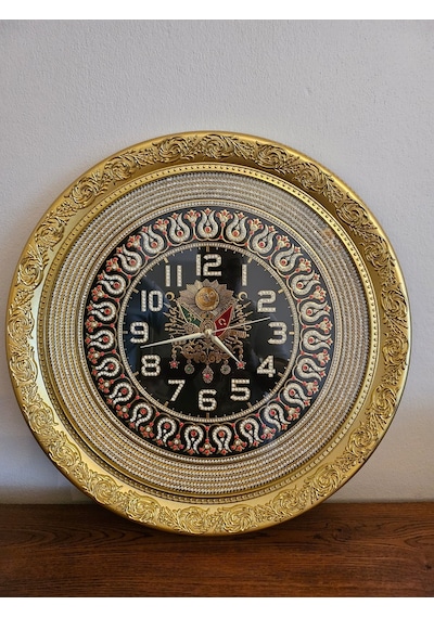 Osmanlı Tuğralı Kırmızı Laleli Gold Saat Renkli