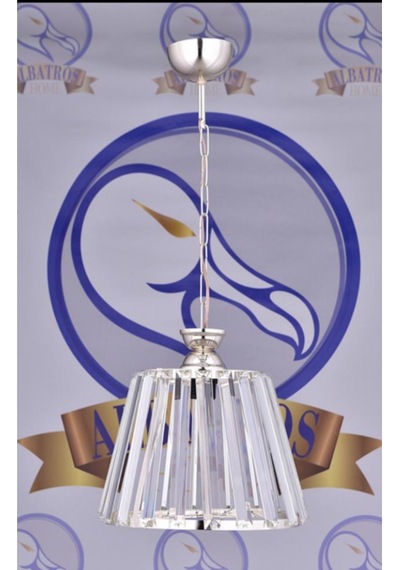Tekli Kristal Avize Konik Gold - Krom Beyaz