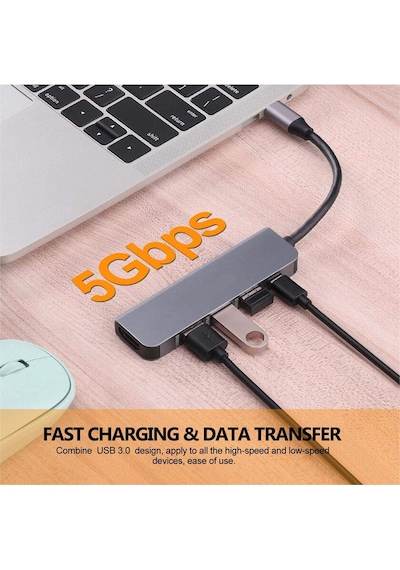 USB Type C 3.1 To Hdmi USB-C / 3X USB 3.0 Hub Çevirici Adaptör