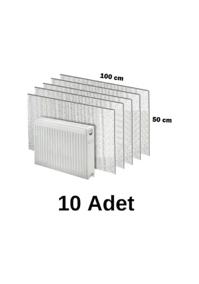 10 Adet Petek Radyatör Arkası Folyo Plaka Kalorifer Arkalığı Alüminyum Isı Yalıtım Folyosu 100x50