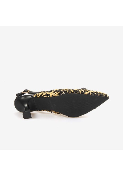 Noa Harmon Kadın Örgü Slingback 5,5cm Sivri Burun Topuklu Ayakkabı 10342 Black-cuero