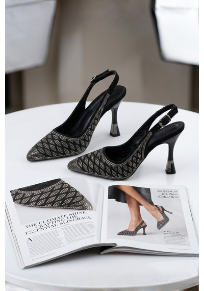 Papuç Sepeti 9 Cm Topuklu Kadın Stiletto Ayakkabı Siyah