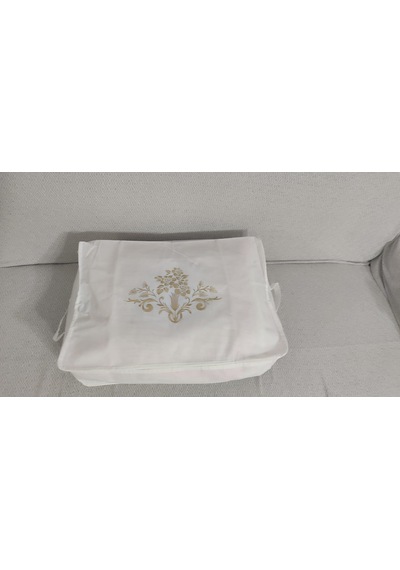 4 Lu Desenli Baza Altı Çekyat Hurç 60 40 22 Cm Beyaz