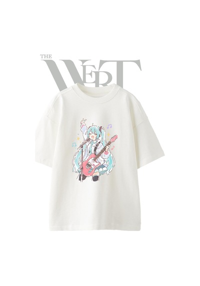 Thewert Hatsune Miku 3 Tasarım Baskılı Ünisex Beyaz Oversize T-shirt