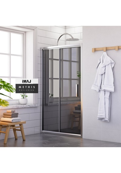 İmaj Banyo Methis Füme Cam İki Duvar Arası 1 Sabit 1 Sürgü Duşakabin Krom
