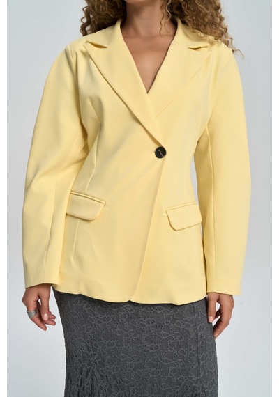 Mai Studios Co. Briella Belden Oturtmalı Sarı Blazer Sarı