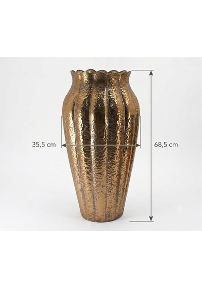 Panalı Metal Dekoratif Vazo Büyük Boy 68,5 X 35,5 Cm Altın