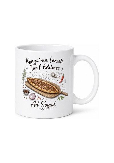 Etliekmek Fırın Küreği Çizimli Esprili Konya Gurme Kupa Bardak Hediye Beyaz / Çok Renkli