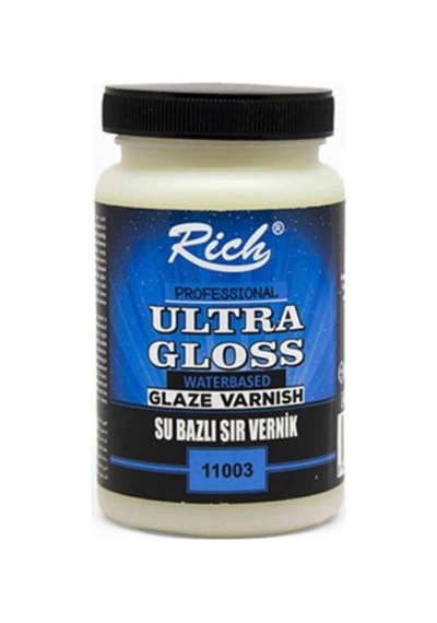 Rich Professional Ultra Gloss Waterbased Glaze Varnish Su Bazlı Sır Vernik, 250 Ml, Şeffaf