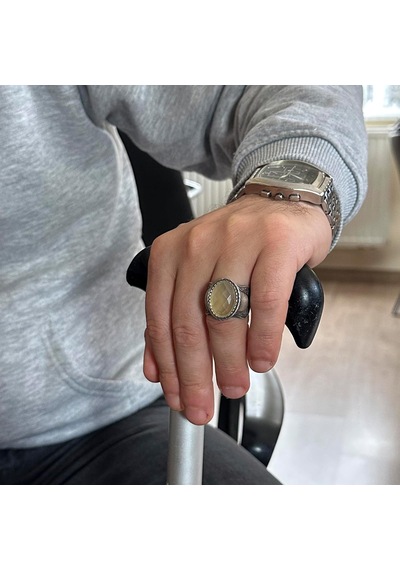 Doğal Taş Yüzük, 925 Ayar Gümüş Yüzük, Limon Topaz Gümüş