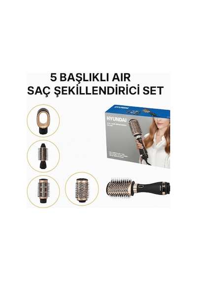 5 Başlıklı Air Saç Şekillendirici Set Siyah
