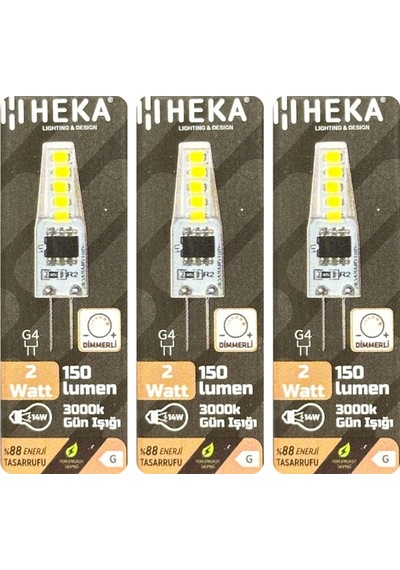 3 Adet Heka 2w 14w 3000k Sarı Işık G4 Duylu Dim Edilebilir Led Kapsül Ampul