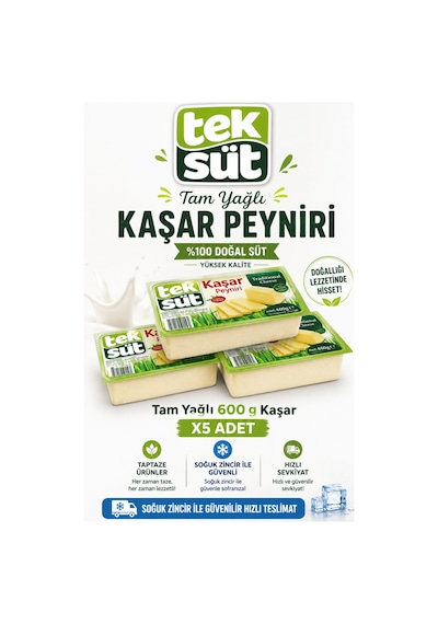 Tam Yağlı Kaşar 600gr X 5 Adet