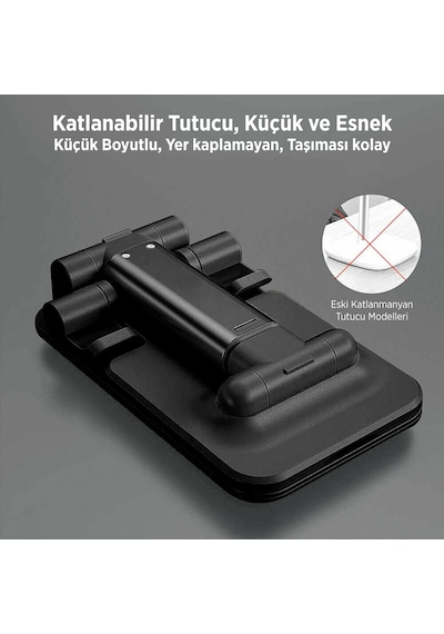Juo Katlanabilir Masaüstü Telefon Standı Siyah