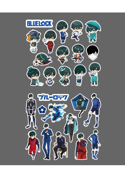 Bluelock-rin İtoshi-parlak Kağıt -2li Sticker Set-telefon Süsleme Blue Lock Etiket Mavi