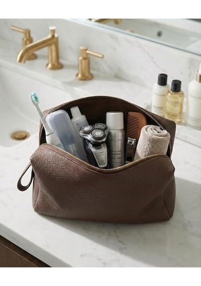 Deri Erkek Bakım Çantası Seyahat Organizeri Tıraş Çantası, Kişisel Bakım Ve Kozmetik Düzenleyici, Fermuarlı Geniş Hacimli Dopp Kit Kahverengi Deri Erkek Bakım Çantası Seyahat Organizeri Tıraş Çantası, Kişisel Bakım Ve Kozmetik Düzenleyici, Fermuarlı Geniş Hacimli Dopp Kit Kahverengi