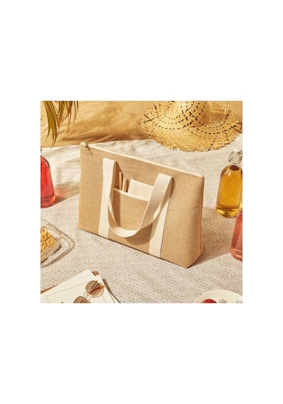 Soğuk Tutucu Jüt Çanta - 43 X 35 X 13 Cm Açık Bej