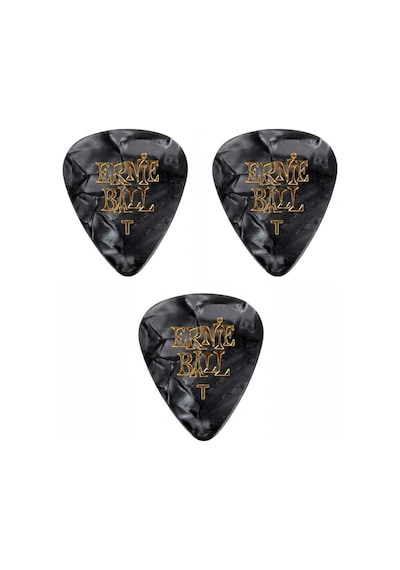 Ernie Ball P09164 Pearloid Thin Siyah Gitar Pena 3 Adet 0,46mm