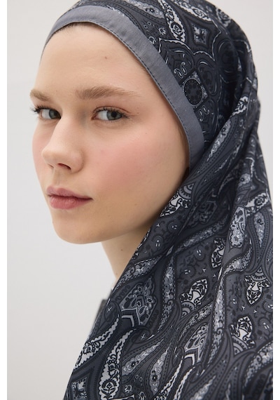 Mirsoy Scarf Rüya Pamuk Etnik Desen Şal Gri