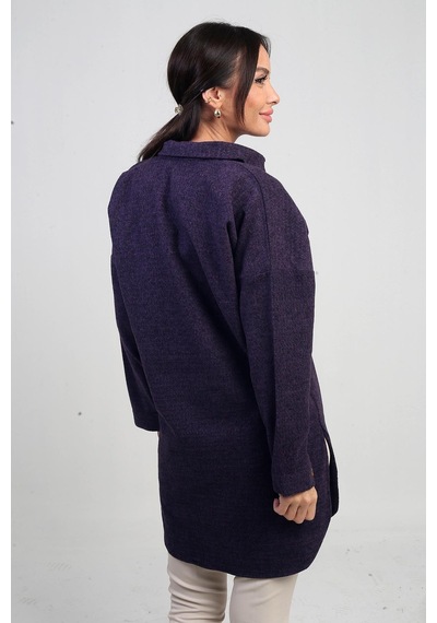 By Saygı Kadın Yanları Yırtmaçlı Kırçıllı Tunik Gömlek-42175 Mor