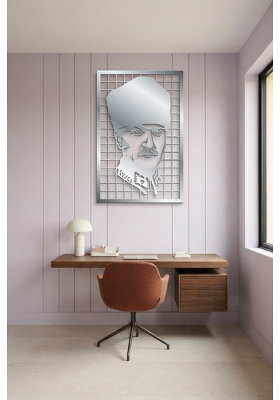 Mustafa Kemal Atatürk Metal Duvar Tablosu - Duvar Sanatı - Duvar Dekoru - Krom
