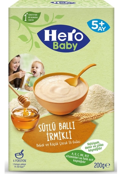 Hero Baby Sütlü Ballı İrmikli 5+ Ay Kaşık Maması 200 G