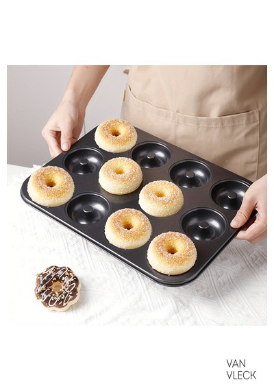 Teflon Donut Kalıbı Dayanıklı, Yapışmaz Ve Pratik Pişirme Kalıbı 12 Bölmeli Antrasit