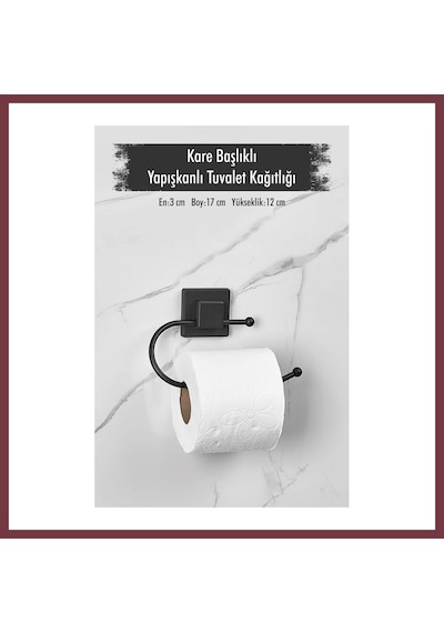 Storeşahin Yapışkanlı Kare Başlıklı Siyah Tuvalet Kağıtlığı Shn0720