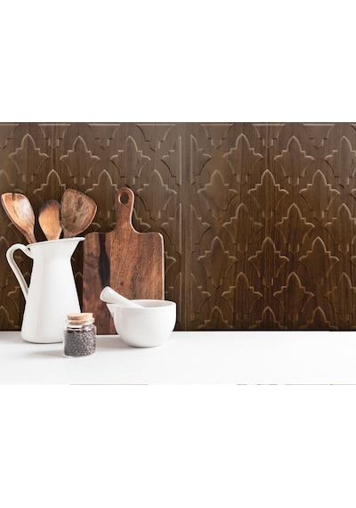 3 Boyutlu Duvar Paneli Kabartmalı Salon Desen Pvc 41x41 Cm/ 6 Adet /1 M² Teak
