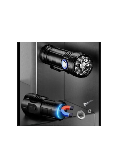 Wt-623 7 Modlu 8+1 Led Şarjlı Çantalı Cree Q8 + Xpg Led Mıknatıslı El Feneri Siyah