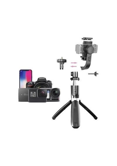 Akıllı Yayın Çerçeve Tripod Çok Amaçlı Kumandalı 360 Derece Gimbal Selfie Çubuğu Q08 Siyah