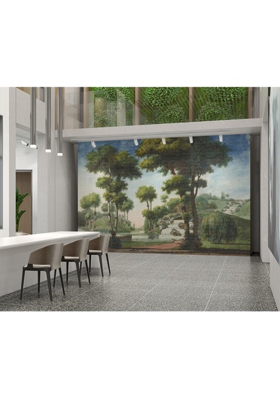 Kayık Dere Ağaçlar Şelale Poster Duvar Kağıdı Renkli