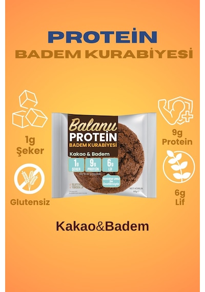 Balanu Proteinli Kakaolu Badem Kurabiyesi 60gr X3 Adet