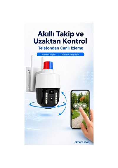 4k Wifi Güvenlik Kamerası Akıllı İzleme, Çift Lens, Gece Görüşü, Suya Dayanıklı - 785809389