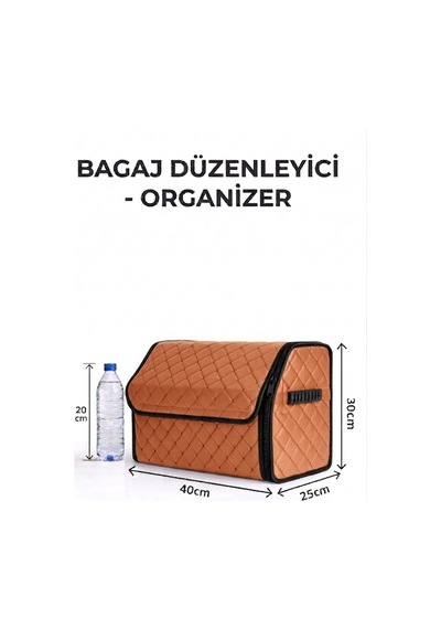 Oto Bagaj Organizeri Kapitone Deri Çanta Taba Renk