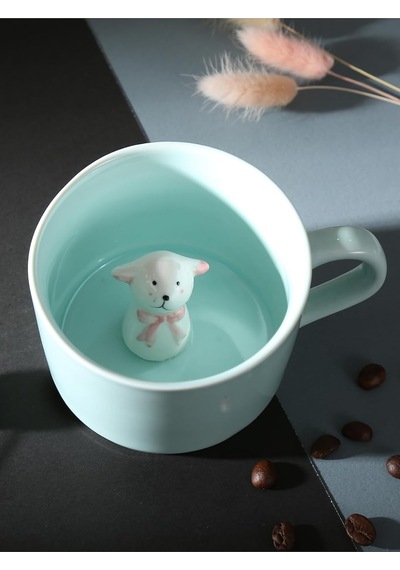Mukko Home 3d Sevimli Hayvan Figürlü Porselen Kupa 230 Ml Mint Renk Kahve Çay Kupası,turkuaz & Köpek Beyaz - Çok Renkli Mukko Home 3d Sevimli Hayvan Figürlü Porselen Kupa 230 Ml Mint Renk Kahve Çay Kupası,turkuaz & Köpek Beyaz - Çok Renkli