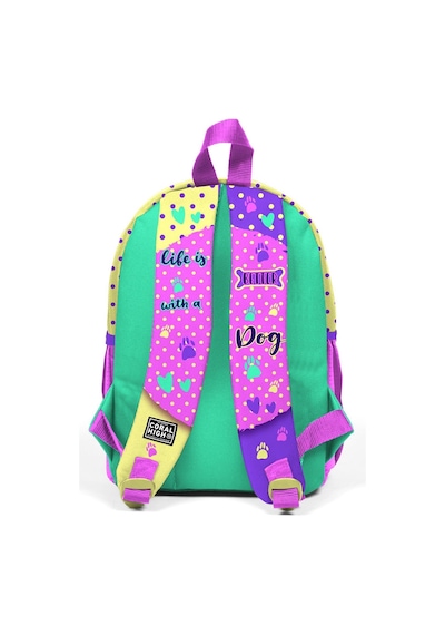Minik Yuva Sırt Çantası Sarı Pembe Sevimli Köpek Desenli İki Bölmeli 3'lü Set 3set23552