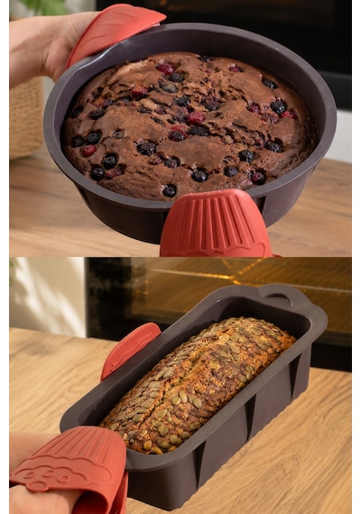 Porsima 2li Silikon Ekmek Kalıbı Kek Kalıbı Seti Antrasit