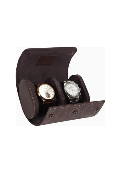 Modalo Optimus Watch Roll, 2 Saat Için Mikroleder Lüks Seyahat Kutusu Saat Kutuları Kahverengi
